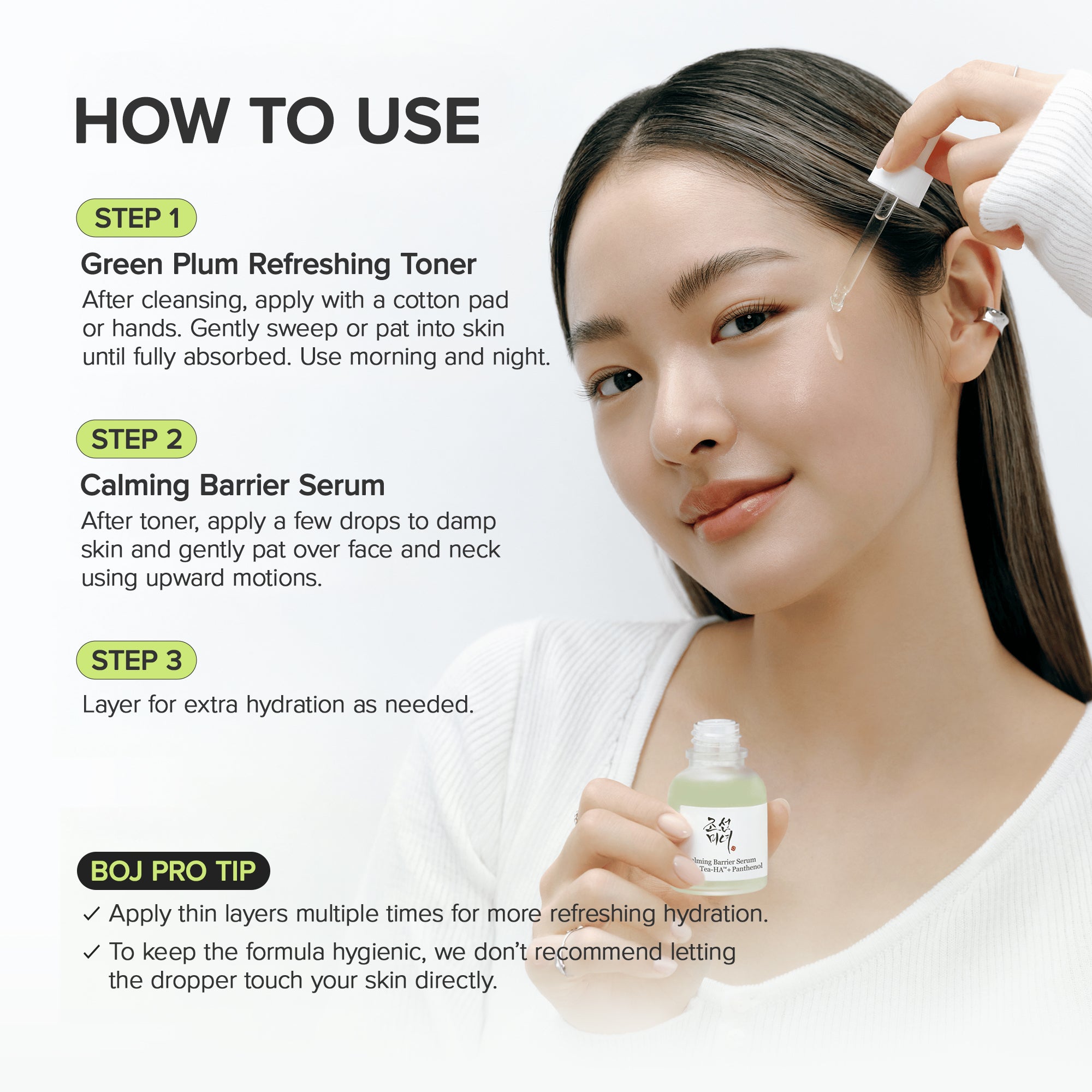 a woman applying a serum